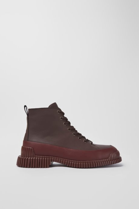Camper Pix Burgundy Lace-Up Leather Boots New Arrivals