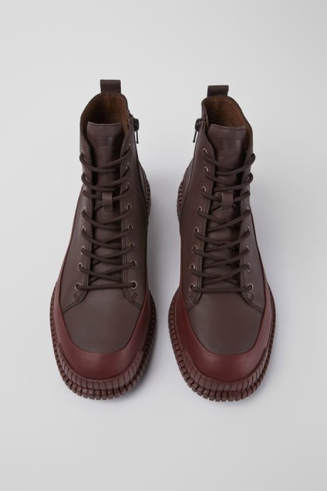 Camper Pix Burgundy Lace-Up Leather Boots New Arrivals