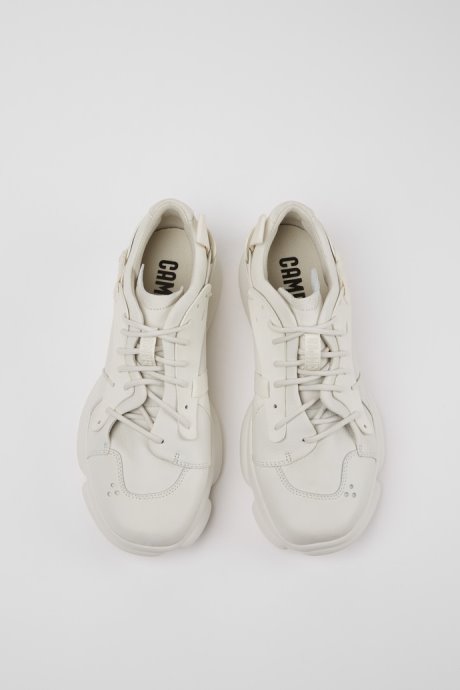 Karst White Non-Dyed Leather Sneakers For Men Exclusive Camper