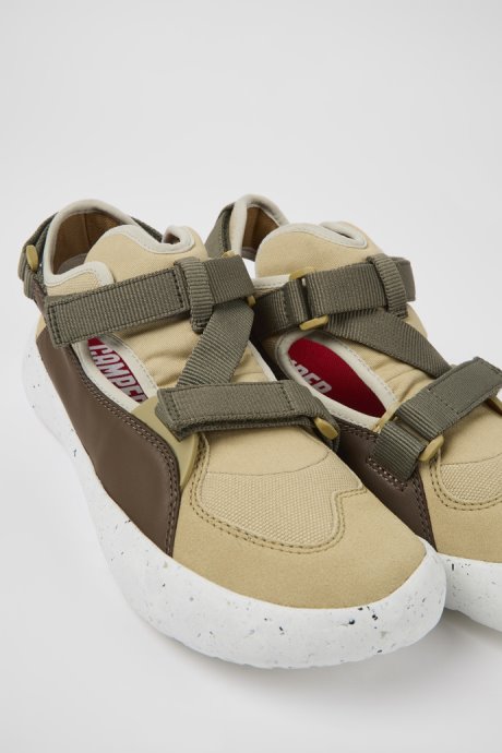 Camper Design Peu Stadium White Non-Dyed Leather And Textile Semi-Open Sneakers For Men