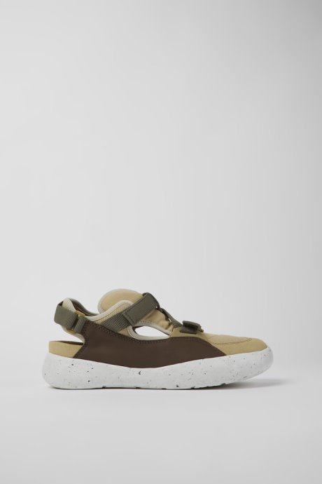 Camper Design Peu Stadium White Non-Dyed Leather And Textile Semi-Open Sneakers For Men