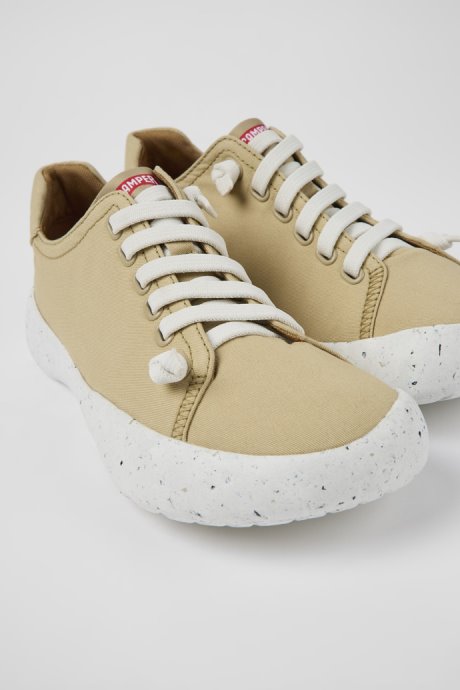 Peu Stadium Beige Textile Sneakers For Men Exclusive Camper