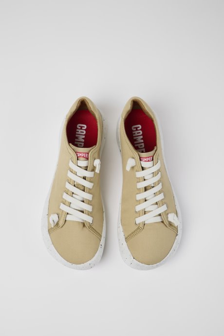 Peu Stadium Beige Textile Sneakers For Men Exclusive Camper