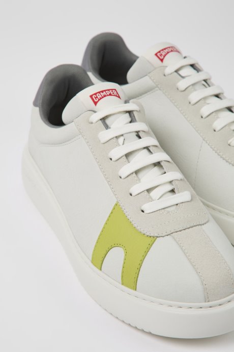 Runner K21 White Non-Dyed Leather And Nubuck Sneakers For Men Exclusive Camper