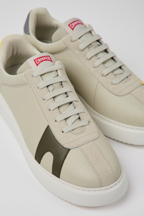 Camper Design Twins Gray Leather And Nubuck Sneakers For Men
