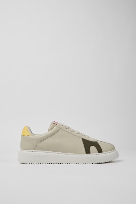 Camper Design Twins Gray Leather And Nubuck Sneakers For Men