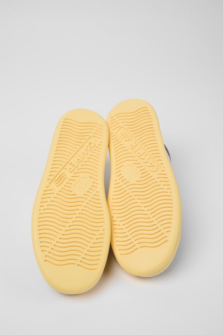 Design Runner Gray And Yellow Leather Sneakers For Men Camper