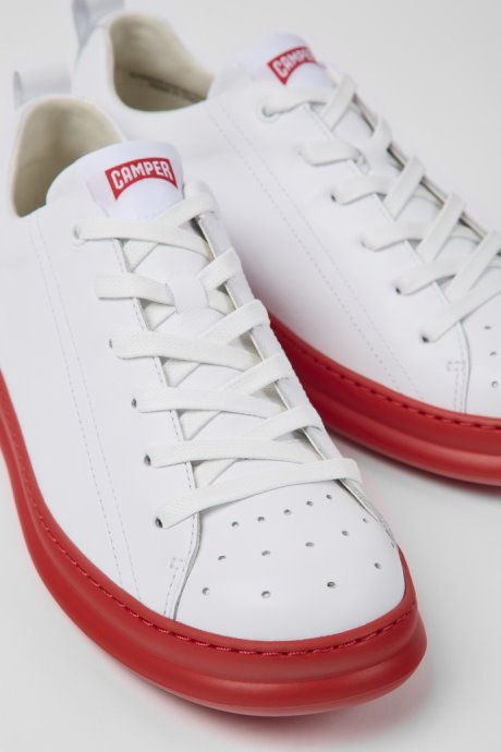 Camper Runner White And Red Leather Sneakers For Men New Arrivals
