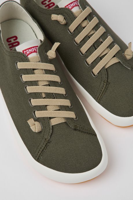 Peu Rambla Green Textile Sneakers For Men Exclusive Camper