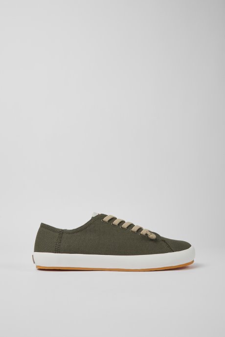 Peu Rambla Green Textile Sneakers For Men Exclusive Camper