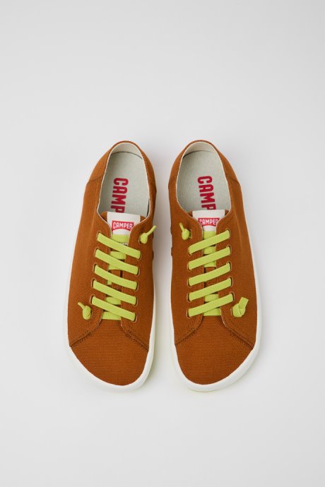 Peu Rambla Brown Textile Sneakers For Men Camper New Arrivals