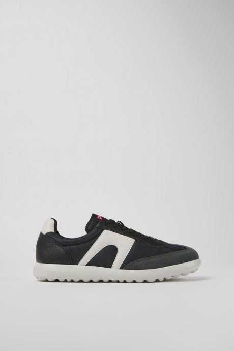 Camper Design Pelotas Xlite White And Black Textile And Leather Sneakers For Men