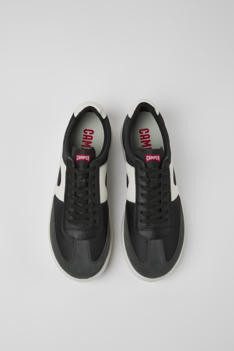 Camper Design Pelotas Xlite White And Black Textile And Leather Sneakers For Men