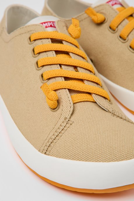 Peu Rambla Beige Textile Sneakers For Men Camper New Arrivals