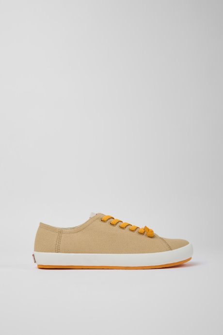 Peu Rambla Beige Textile Sneakers For Men Camper New Arrivals