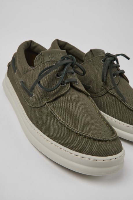 Camper Design Runner Green Textile Sneakers For Men