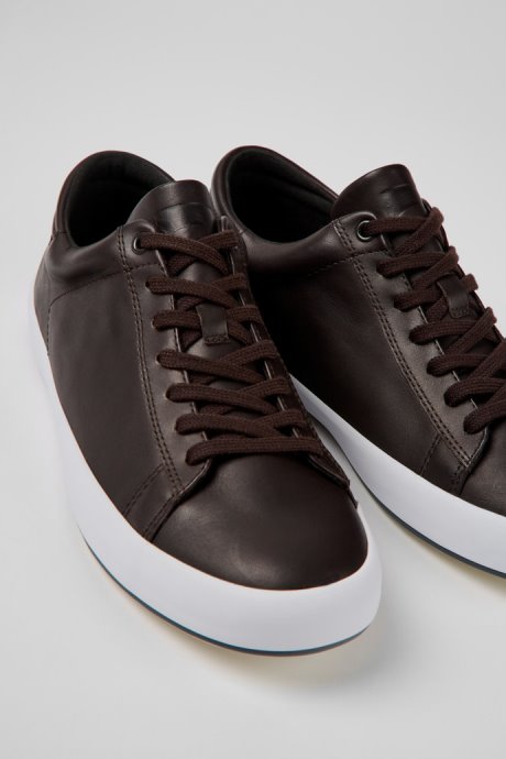 Andratx Dark Brown Leather Sneakers For Men Exclusive Camper