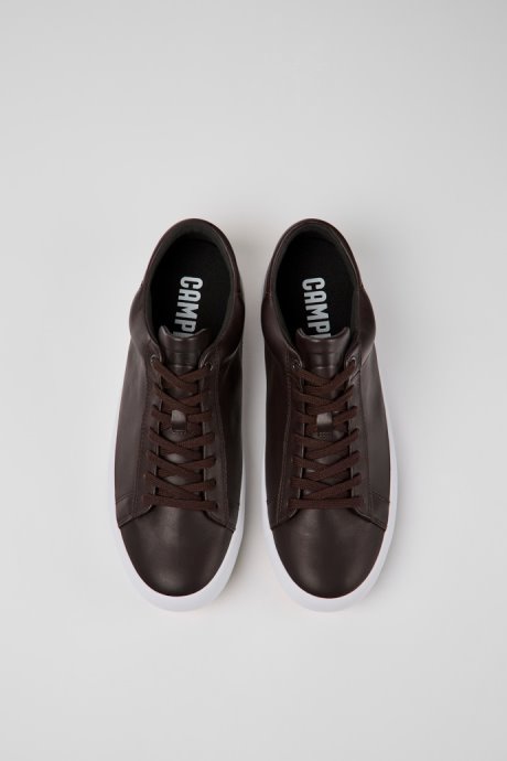 Andratx Dark Brown Leather Sneakers For Men Exclusive Camper