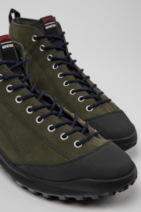 Exclusive Camper Crclr Gore-Tex Green Nubuck And Textile Ankle Boots For Men