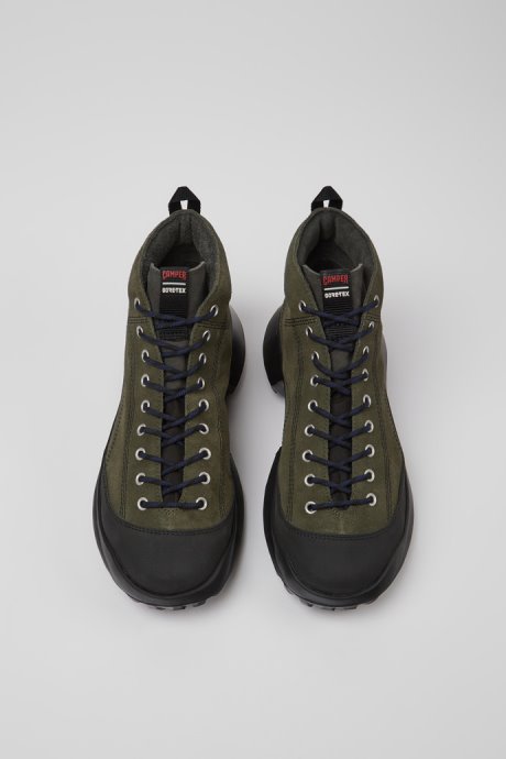Exclusive Camper Crclr Gore-Tex Green Nubuck And Textile Ankle Boots For Men