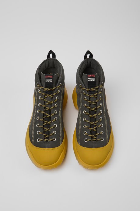 Design Crclr Gore-Tex Gray And Yellow Nubuck Ankle Boots For Men Camper