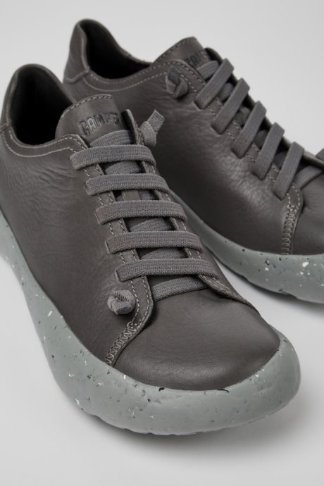 Peu Stadium Gray Responsibly Raised Leather Sneakers For Men Camper New Arrivals