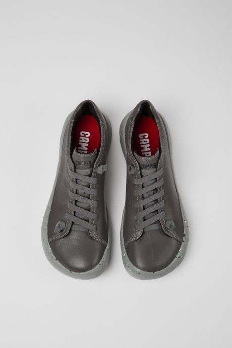 Peu Stadium Gray Responsibly Raised Leather Sneakers For Men Camper New Arrivals