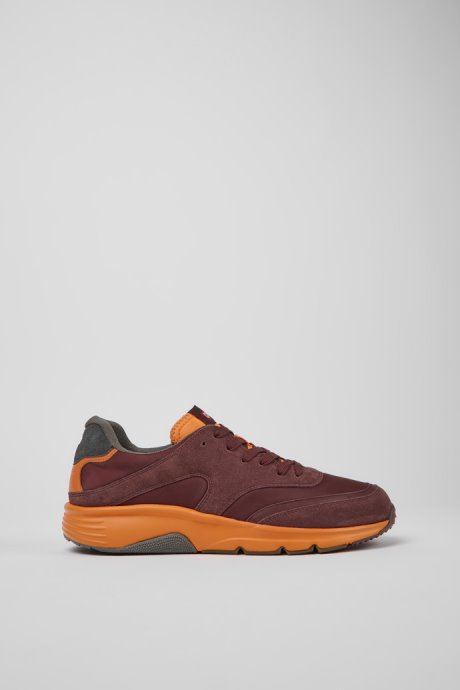 Design Drift Burgundy And Orange Textile Sneakers For Men Camper