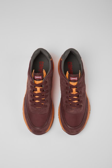 Design Drift Burgundy And Orange Textile Sneakers For Men Camper