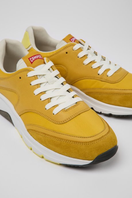 Camper Drift Yellow Textile And Leather Sneakers For Men New Arrivals