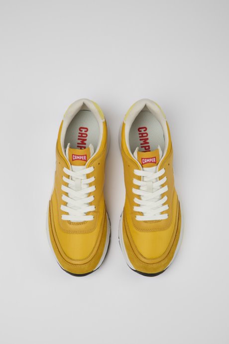 Camper Drift Yellow Textile And Leather Sneakers For Men New Arrivals
