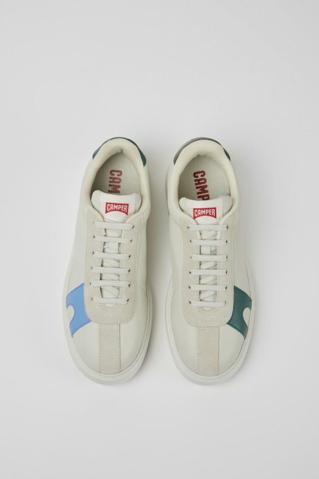 Exclusive Camper Twins White Non-Dyed Leather And Suede Sneakers For Men