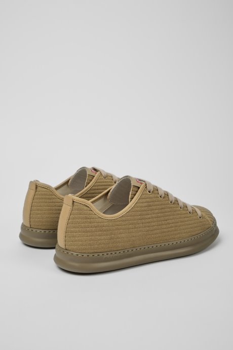 Camper Design Runner Beige Leather And Nubuck Sneakers For Men