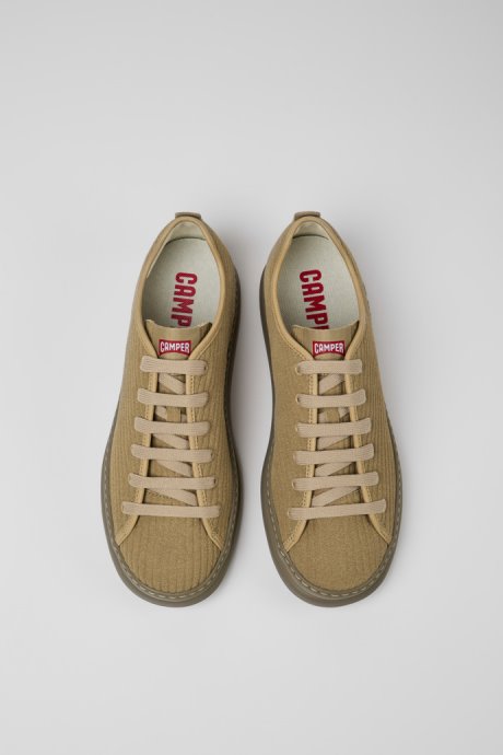 Camper Design Runner Beige Leather And Nubuck Sneakers For Men