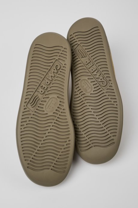 Camper Design Runner Beige Leather And Nubuck Sneakers For Men