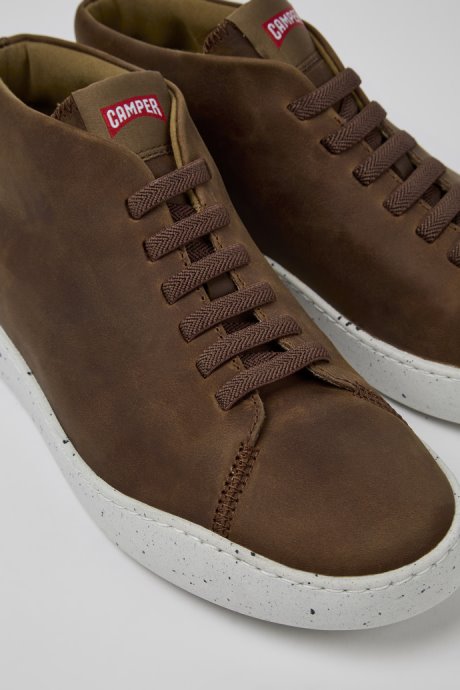Design Peu Touring Brown Leather Sneakers For Men Camper
