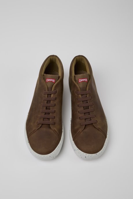 Design Peu Touring Brown Leather Sneakers For Men Camper