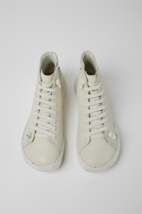 Design Peu Stadium White Leather Ankle Boots For Men Camper