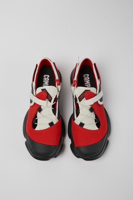 Exclusive Camper Karst White Black And Red Textile Shoes For Men