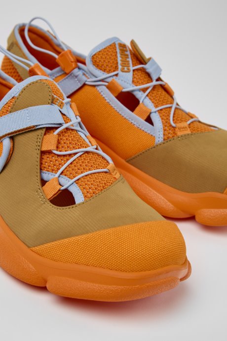 Camper Karst Orange And Brown Textile Shoes For Men New Arrivals