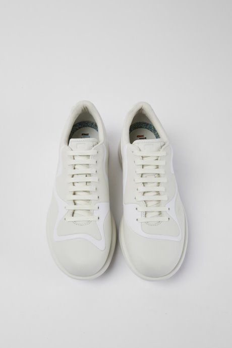 Design Twins Cream And White Leather Lace-Up Sneakers Camper
