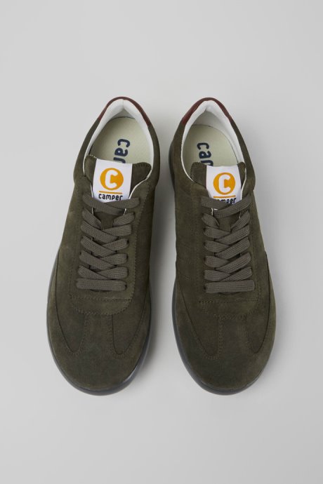 Design Pelotas Xlite Green Suede Sneakers For Men Camper