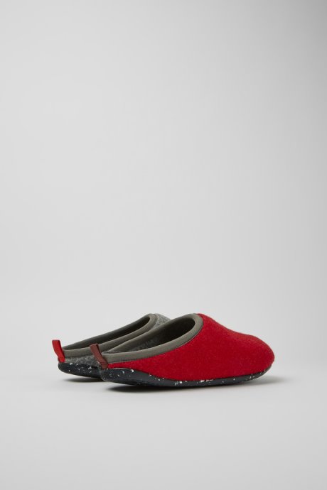 Camper Twins Burgundy Red And Gray Wool Slippers For Men New Arrivals