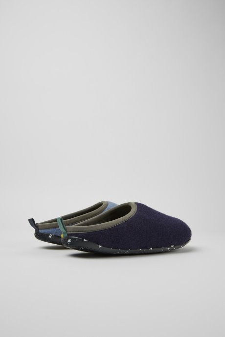 Twins Green Blue And Gray Wool Slippers For Men Camper New Arrivals