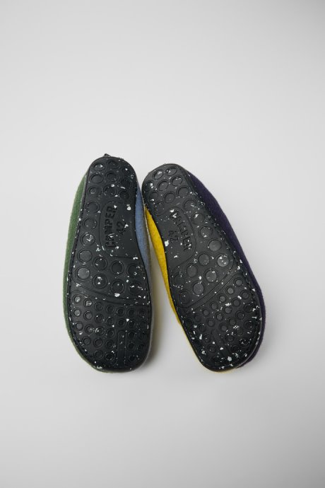 Twins Green Blue And Gray Wool Slippers For Men Camper New Arrivals