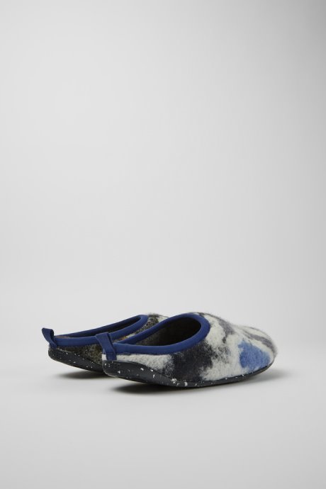 Exclusive Camper Wabi Blue And Black Recycled Wool Slippers For Men