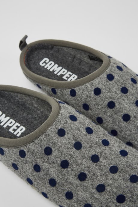 Exclusive Camper Wabi Gray And Blue Wool Slippers For Men