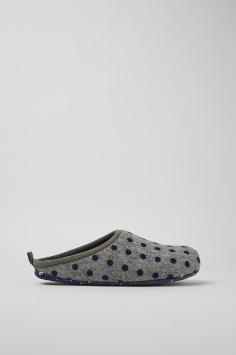 Exclusive Camper Wabi Gray And Blue Wool Slippers For Men
