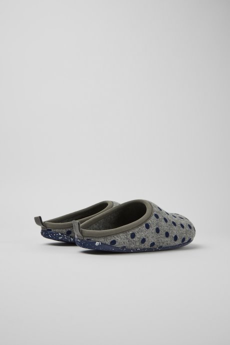 Exclusive Camper Wabi Gray And Blue Wool Slippers For Men