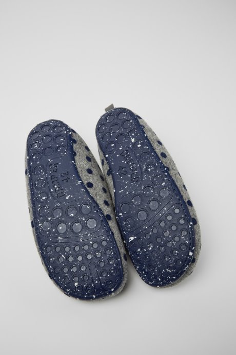 Exclusive Camper Wabi Gray And Blue Wool Slippers For Men